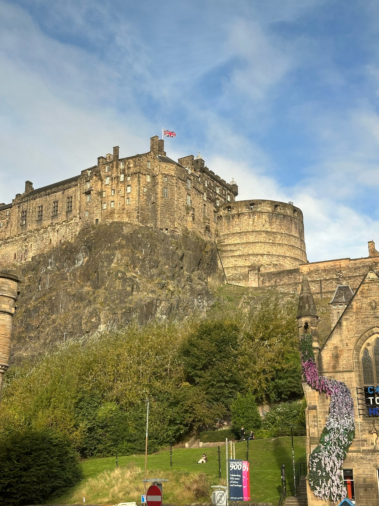Edinburgh Castle exterior view from below, key stop when planning your first UK trip