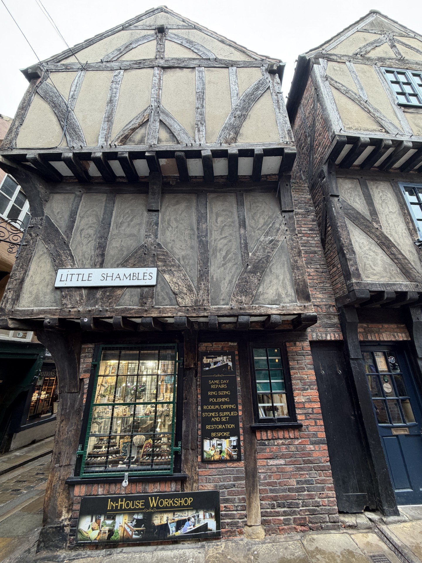 Little Shambles York cobblestone street travel agent United Kingdom British Isles land trip. The Shambles in York,