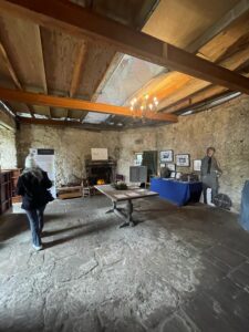 Interior of Midhope Castle with glass floor panels viewing the upper levels