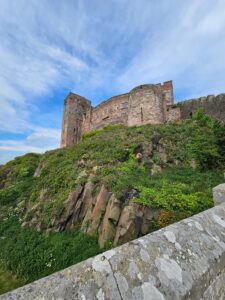 Bamburgh Castle exterior view, Last Kingdom filming location, Northumberland coast